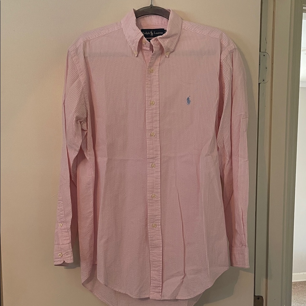 Polo by Ralph Lauren Men's Pink Striped Shirt seersucker classic fit